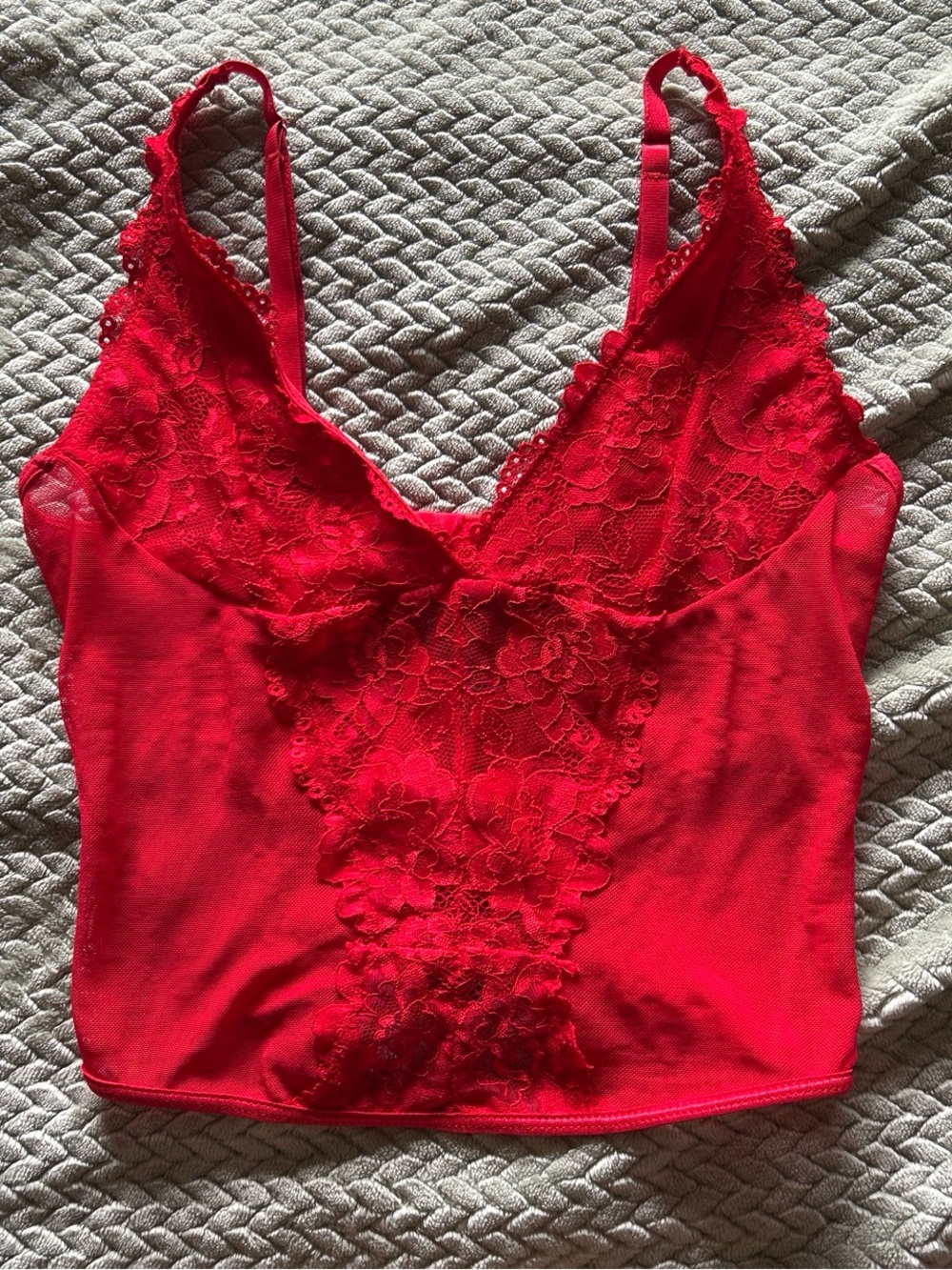 red lace crop top